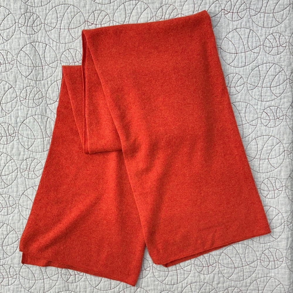 Ply Cashmere Knit Scarf Orange 100% Cashmere Winter / Womens One Size